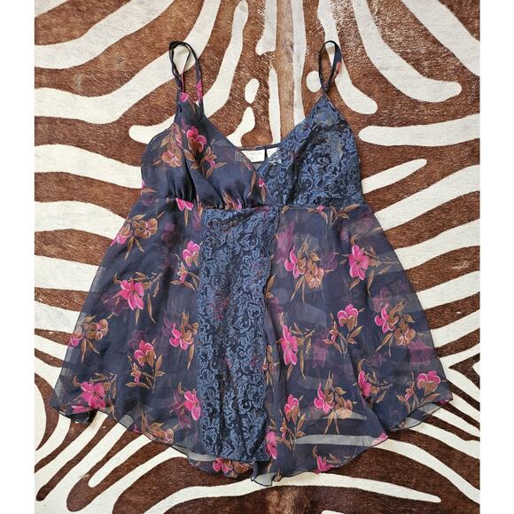 Victoria’s Secret Vintage VTG Gold Label Deadstock Floral Chemise Sheer sz L - Picture 2 of 4